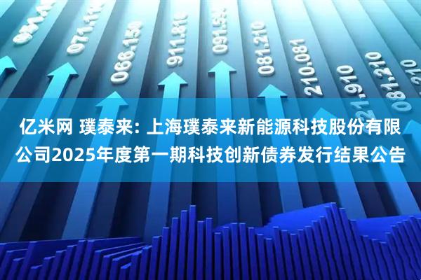亿米网 璞泰来: 上海璞泰来新能源科技股份有限公司2025年度第一期科技创新债券发行结果公告