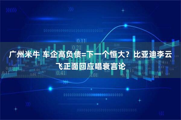 广州米牛 车企高负债=下一个恒大？比亚迪李云飞正面回应唱衰言论
